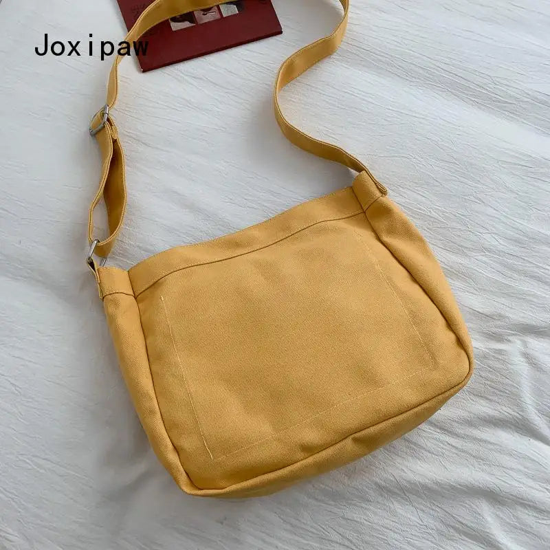 Harajuku Large Capacity Canvas Tote Bag Women Vintage Casual Crossbody Bag