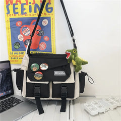 Harajuku Men Women Nylon Crossbody Messenger Bag Girls School Book Bags