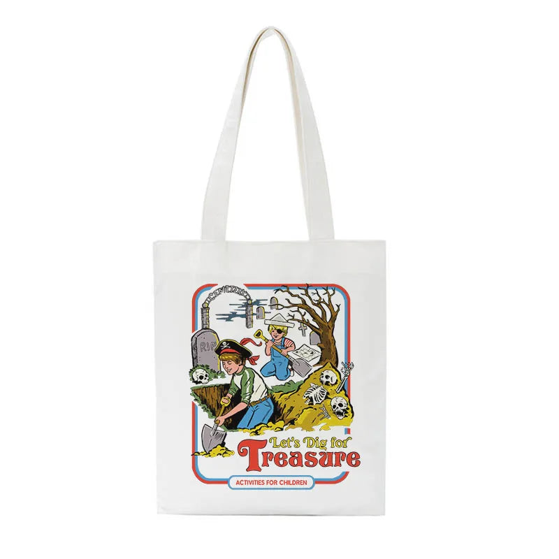 Harajuku Ulzzang Evil Cartoon Print Canvas Shoulder Bag