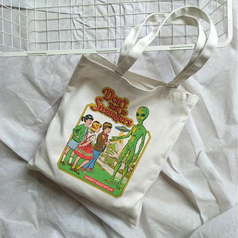 Harajuku Ulzzang Evil Cartoon Print Canvas Shoulder Bag