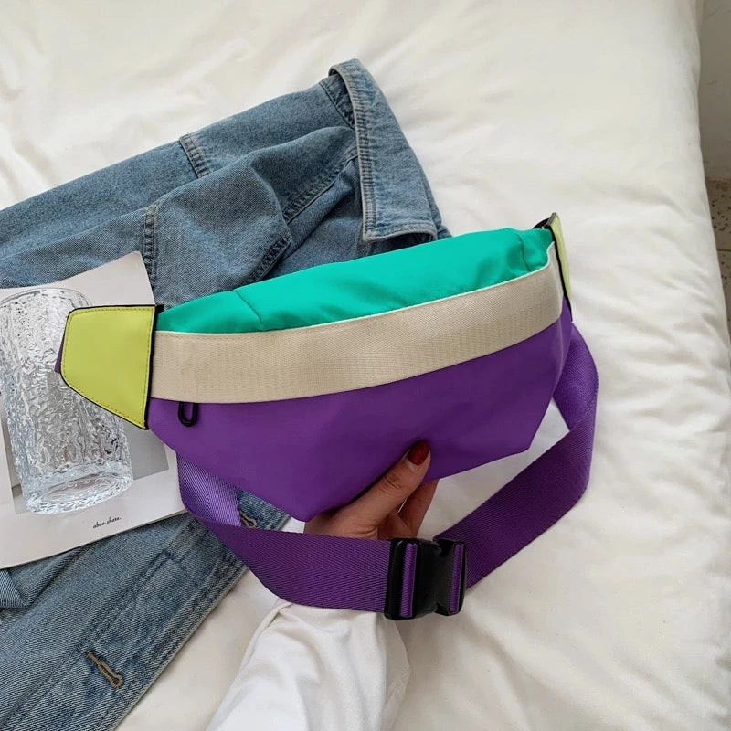 Harajuku Nylon Women Bag Fanny Pack Waist Bag Sports Breast Bag