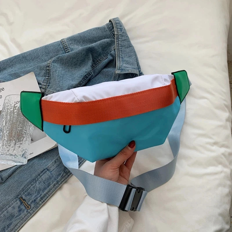 Harajuku Nylon Women Bag Fanny Pack Waist Bag Sports Breast Bag