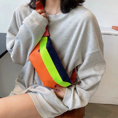 Harajuku Nylon Women Bag Fanny Pack Waist Bag Sports Breast Bag