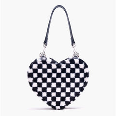 Harajuku Plaid Chain Shoulder Totes Bag Heart Bolsa Feminina Punk Y2K Handbag