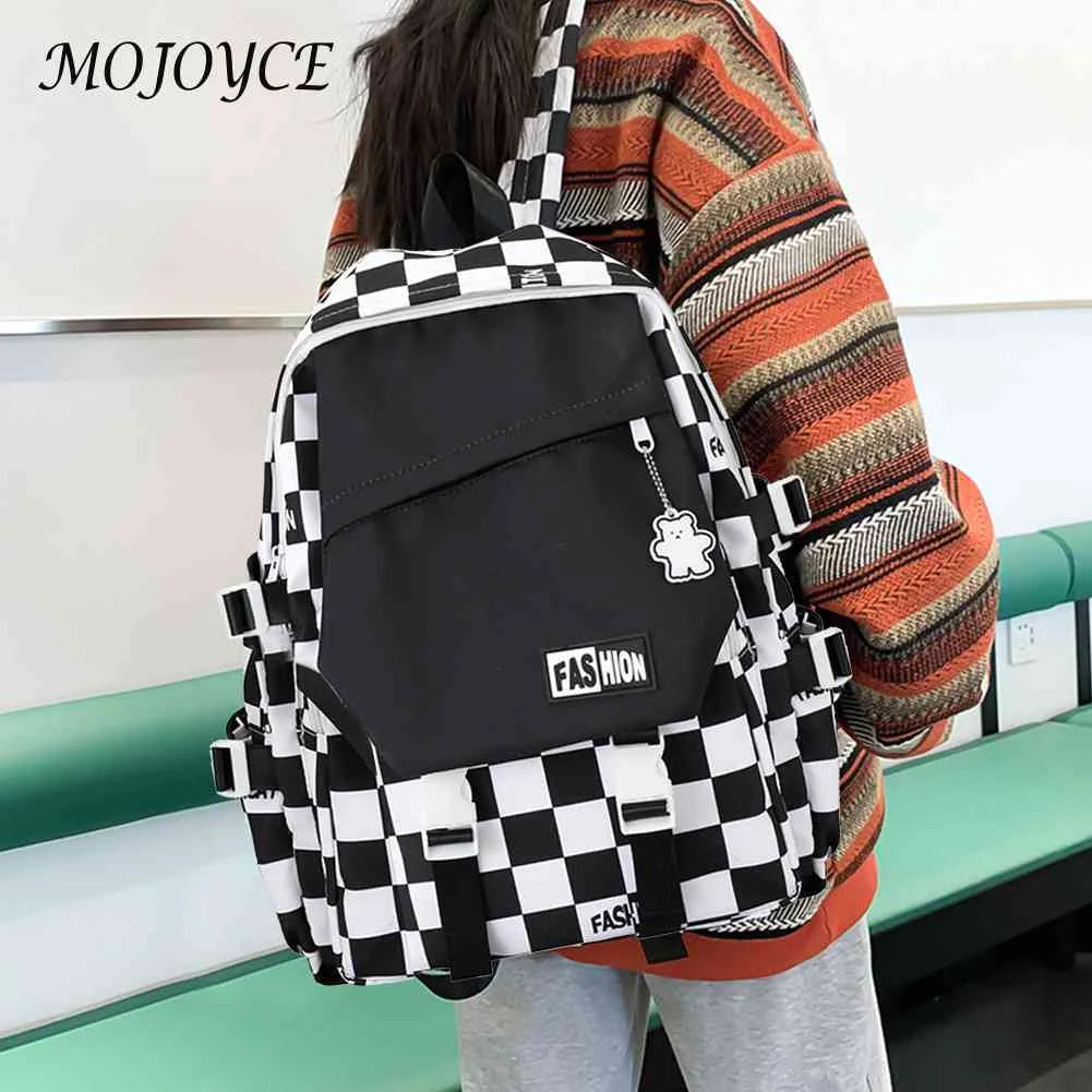 Harajuku School Backpacks Large Capacity Plaid School Bag Travel Daypack