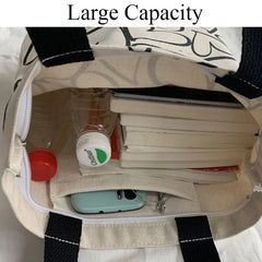 Harajuku Shoulder Bags Women Canvas Heart Pints Zipper Style