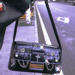 Harajuku Spider Shoulder Totes Bags Women Skull Cross Sac A Main Femme Punk