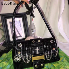 Harajuku Spider Shoulder Totes Bags Women Skull Cross Sac A Main Femme Punk