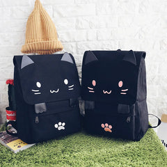 Harajuku Style Cat Print Backpack for Students Women Girls