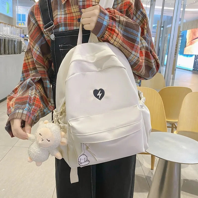 Harajuku Style Women Backpack Bear Pendant School Bag Girls Travel Waterproof