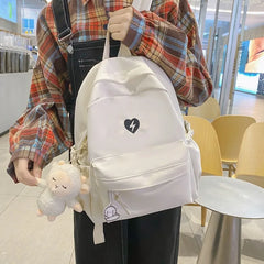 Harajuku Style Women Backpack Bear Pendant School Bag Girls Travel Waterproof