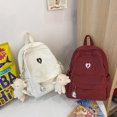 Harajuku Style Women Backpack Bear Pendant School Bag Girls Travel Waterproof