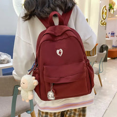 Harajuku Style Women Backpack Bear Pendant School Bag Girls Travel Waterproof