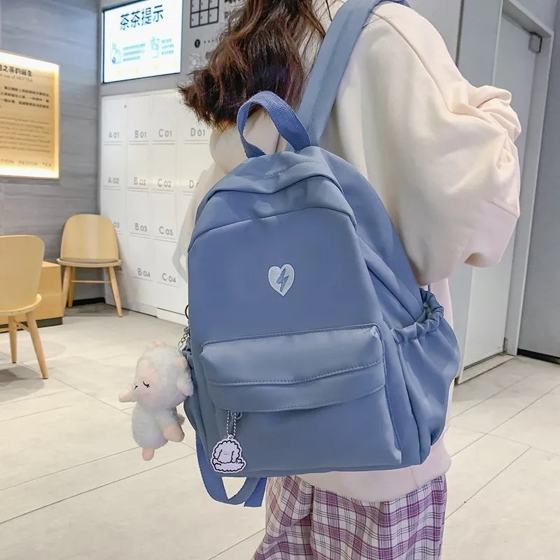 Harajuku Style Women Backpack Bear Pendant School Bag Girls Travel Waterproof
