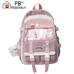 Harajuku Style Women Backpack Contrast School Bag for Girls