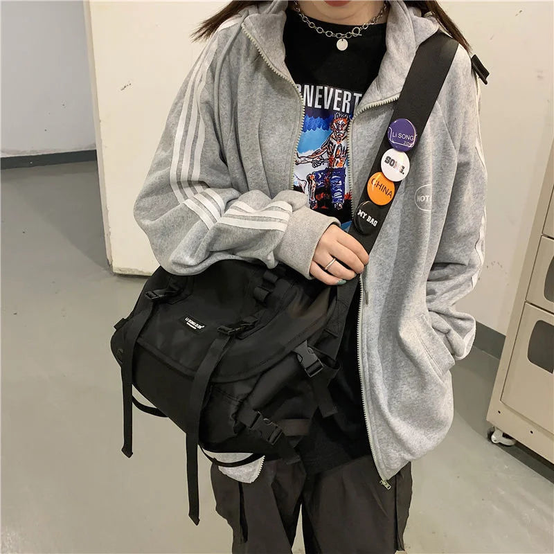 Harajuku Techwear Canvas Bag Gothic Crossbody Bags For Women