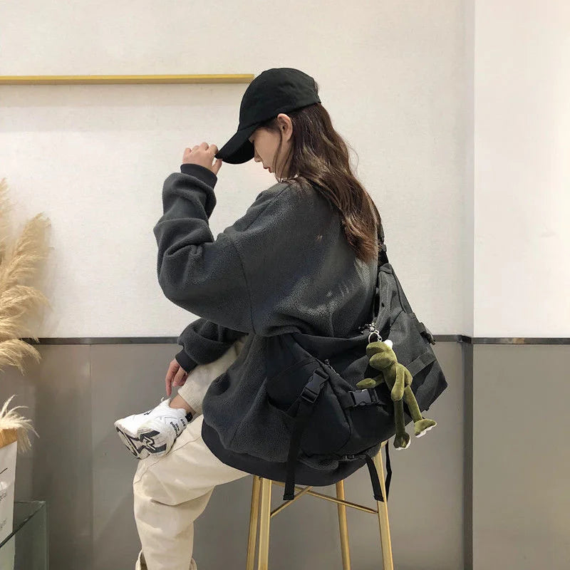 Harajuku Techwear Canvas Sling Bag Gothic Crossbody Bags For Women Handbag