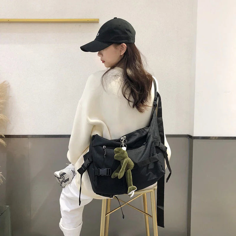 Harajuku Techwear Canvas Sling Bag Gothic Crossbody Bags For Women Handbag