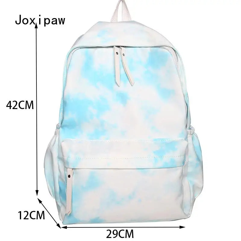 Harajuku Tie Dye Nylon Backpack Women Lightweight School Bag