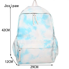 Harajuku Tie Dye Nylon Backpack Women Lightweight School Bag