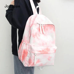 Harajuku Tie Dye Nylon Backpack Women Lightweight School Bag