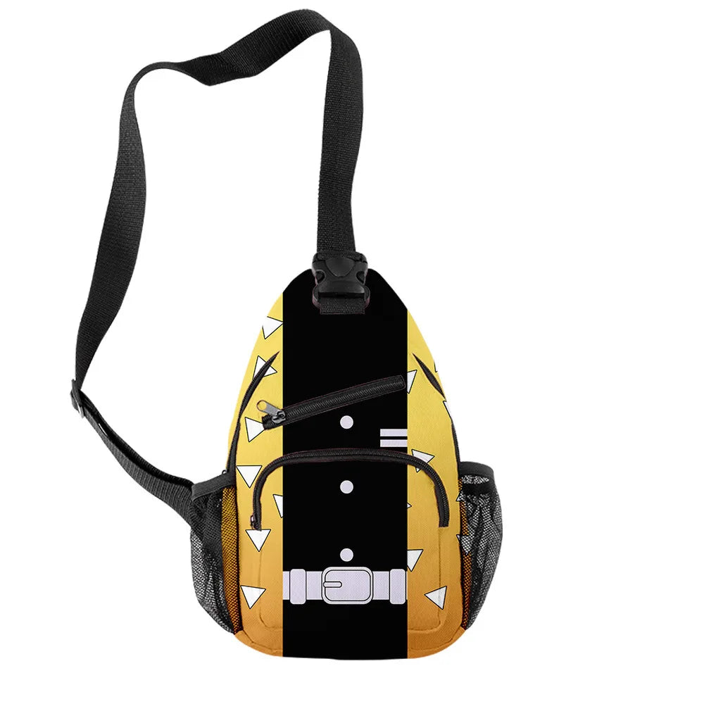 Harajuku Anime Demon Slayer Chest Bag Oxford Waterproof Sports Crossbody Bag