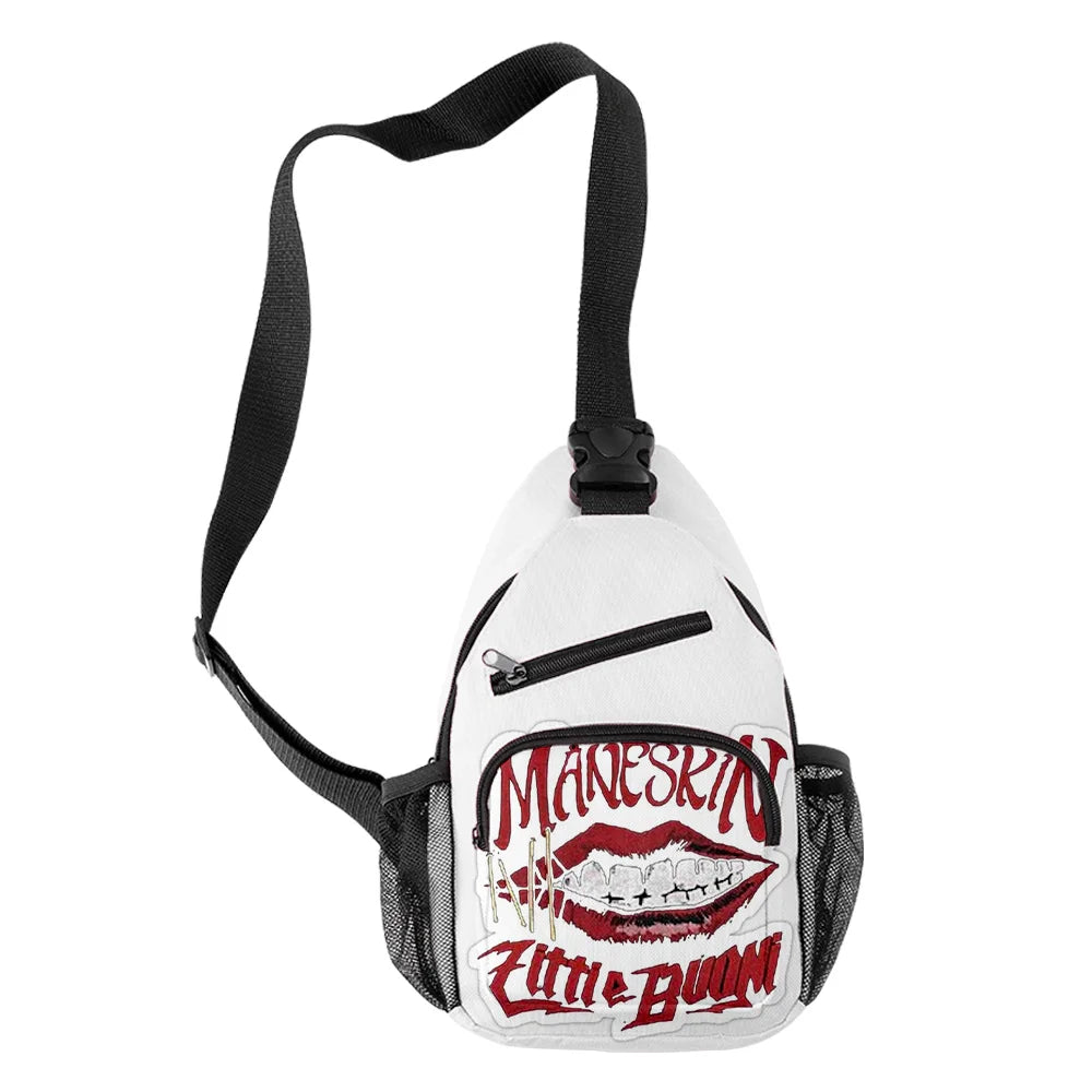 Harajuku Maneskin 3D Print Chest Bags Waterproof Shoulder Bags