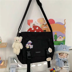 Harajuku Canvas Crossbody Bag Versatile Casual Handbag for Women