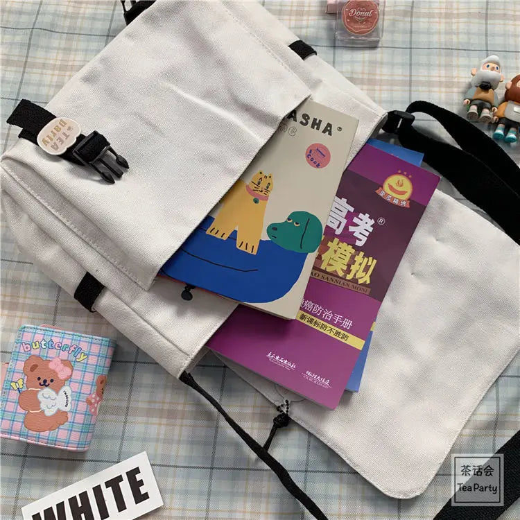 Harajuku Canvas Crossbody Bag Versatile Casual Handbag for Women