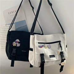 Harajuku Canvas Crossbody Bag Versatile Casual Handbag for Women