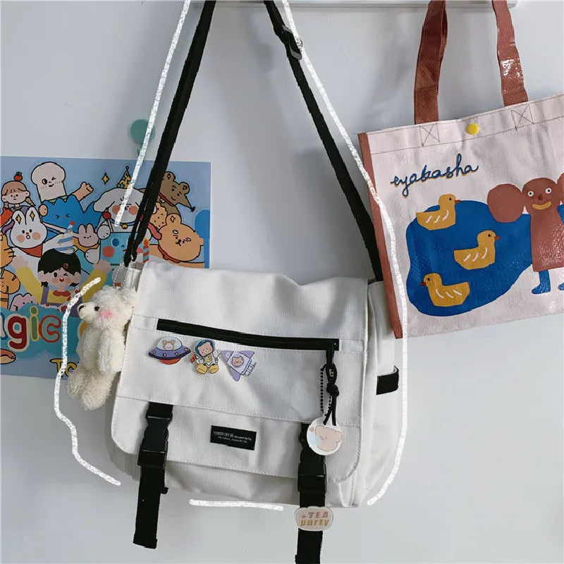 Harajuku Canvas Women Crossbody Bag Casual Handbag Shoulder Bag