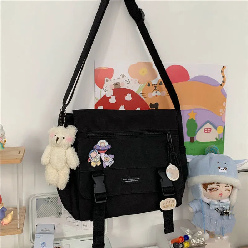 Harajuku Canvas Women Crossbody Bag Casual Handbag Shoulder Bag