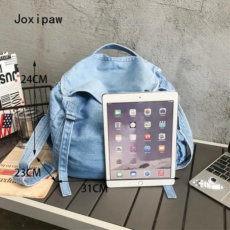 Harajuku Vintage Denim Crossbody Bag Large Capacity Casual Shoulder Handbag