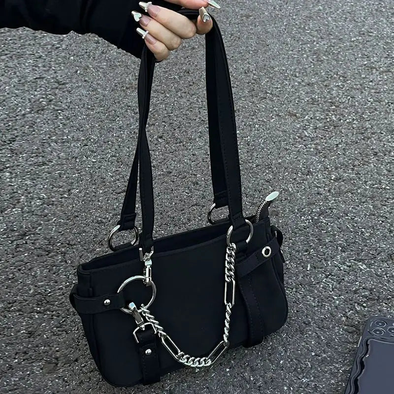 Harajuku Women Shoulder Bag Nylon Zipper Chain Handbags