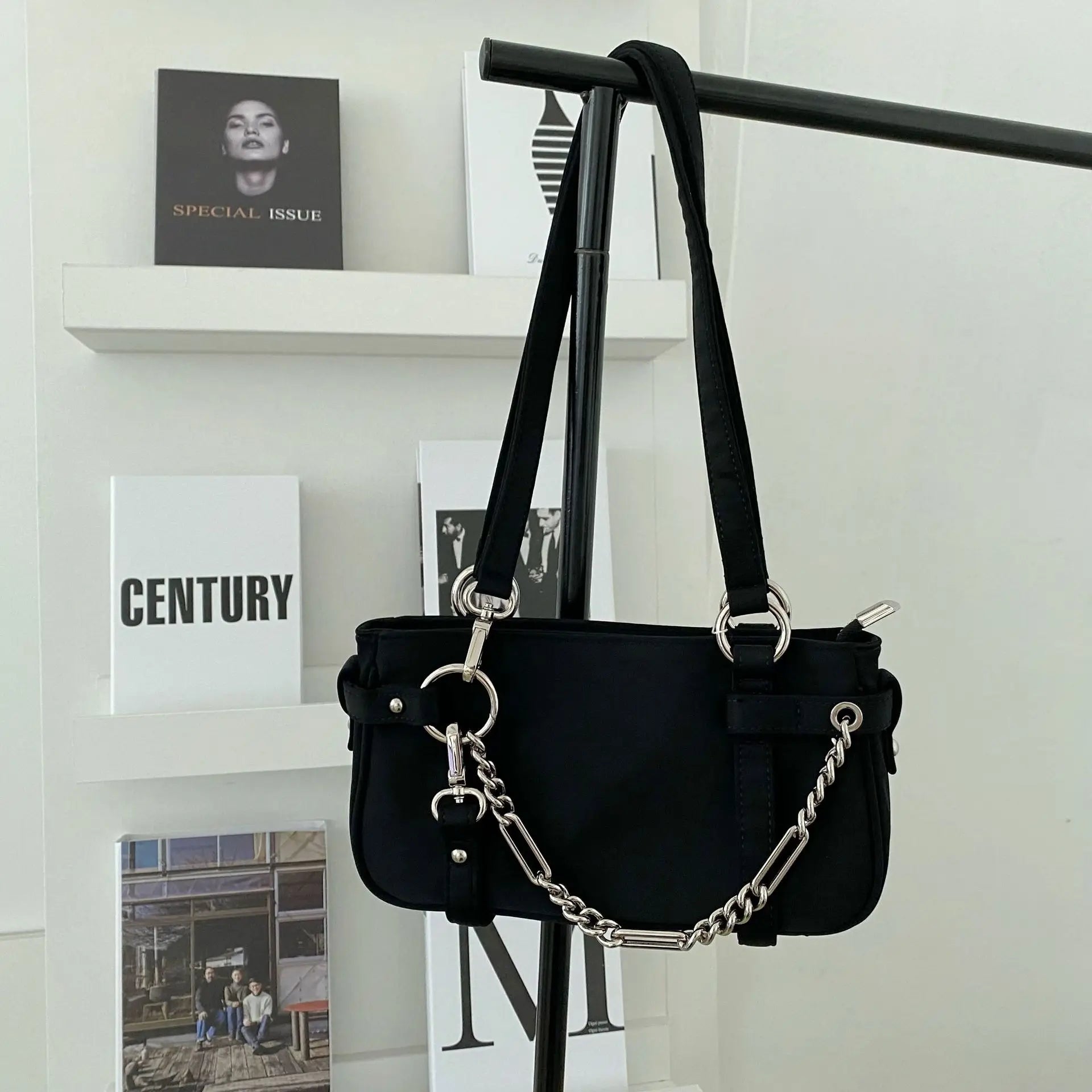 Harajuku Women Shoulder Bag Nylon Zipper Chain Handbags