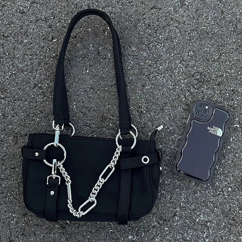Harajuku Women Shoulder Bag Nylon Zipper Chain Handbags