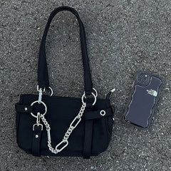 Harajuku Women Shoulder Bag Nylon Zipper Chain Handbags