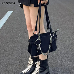 Harajuku Women Shoulder Bag Nylon Zipper Chain Handbags