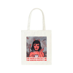 Harajuku Women's Canvas Devil Letter Spoof Printing Casual Shoulder Bag