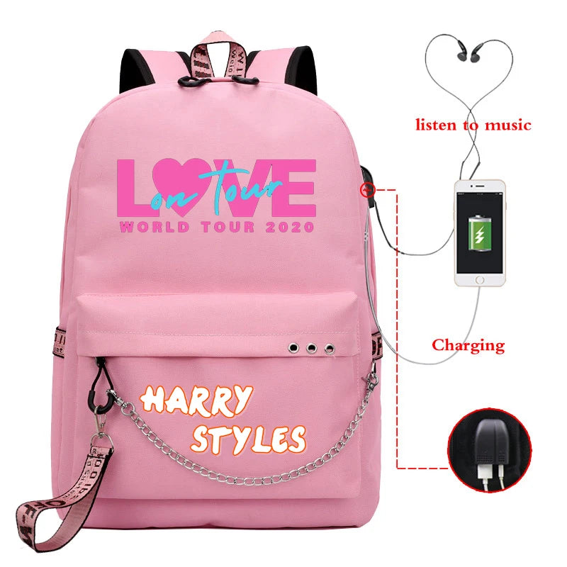 Harry Styles LOVE ON TOUR Travel Backpack Women Laptop School Bagpack