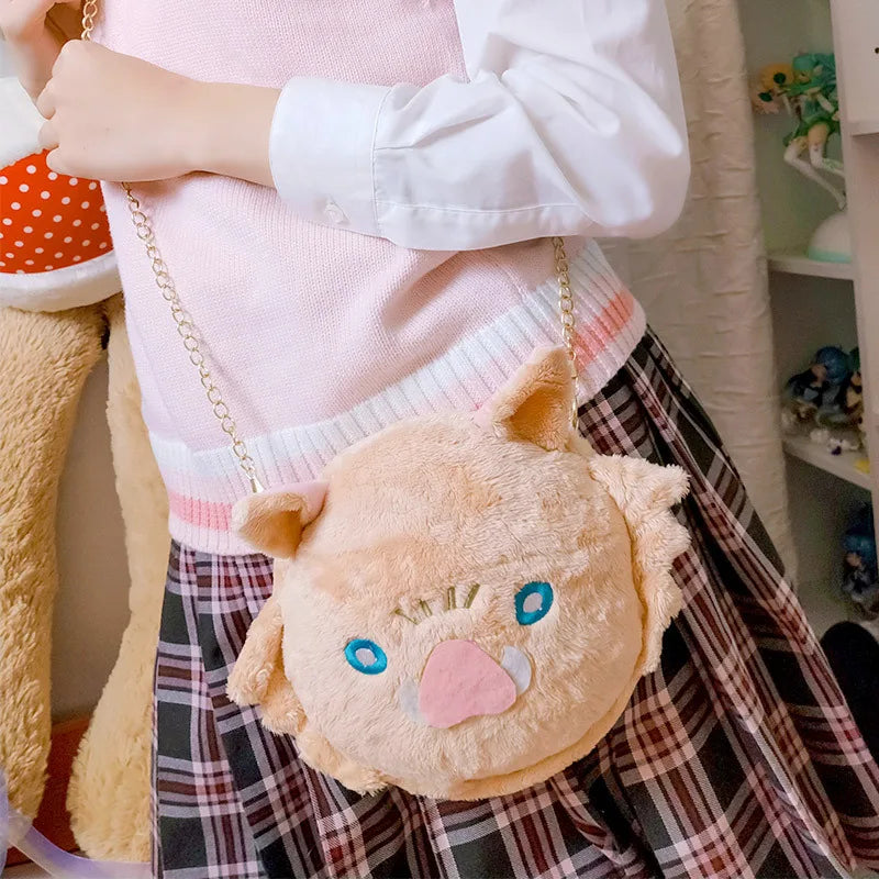 Inosuke Demon Slayer Plush Shoulder Bag Anime Cosplay Costume Gift