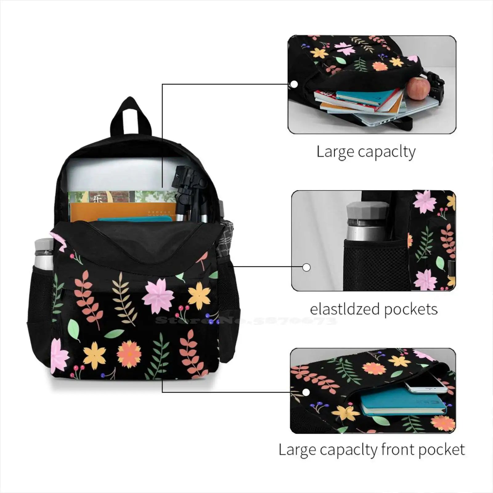 Hazel Berry Pattern School Bags For Teenage Girls Laptop Travel Bags