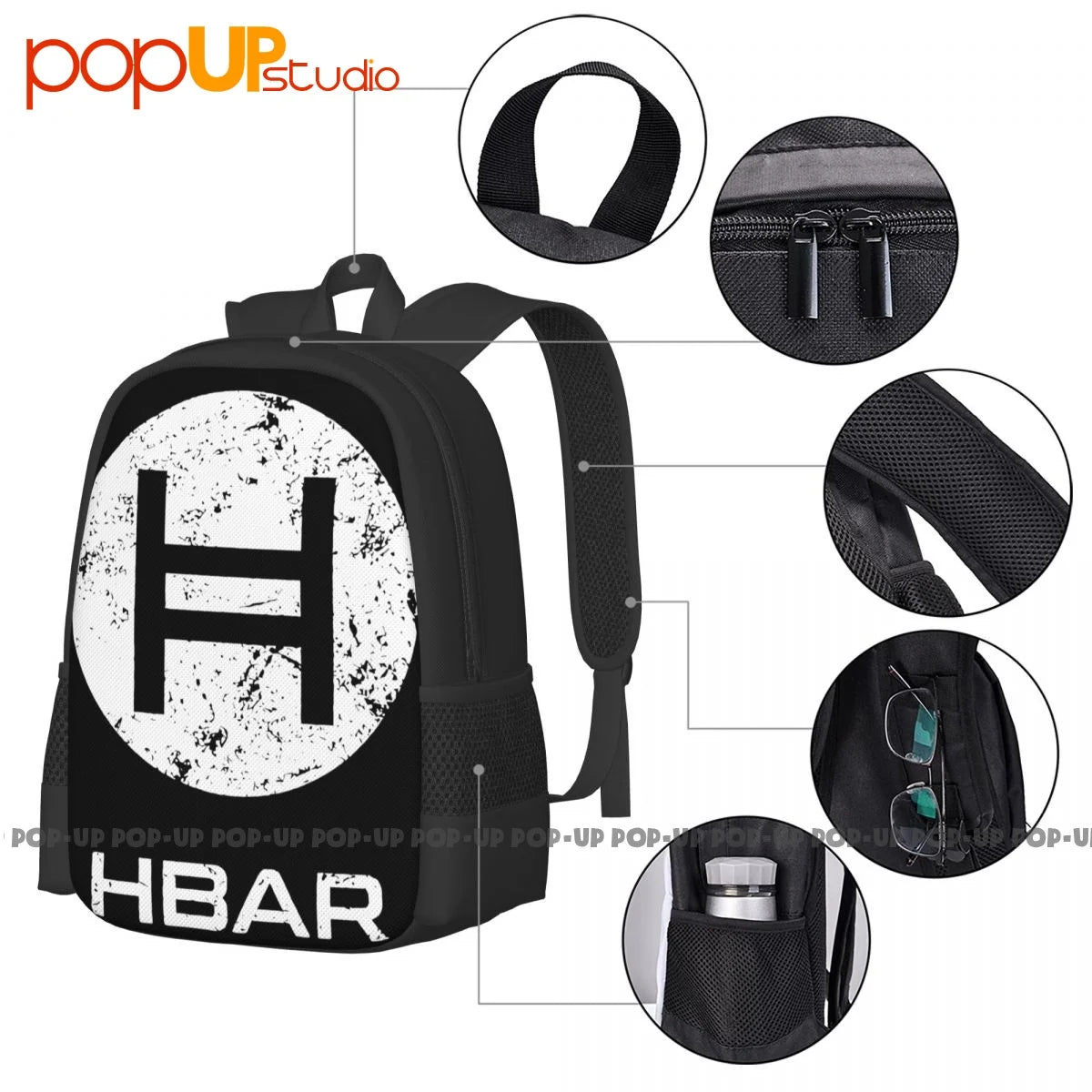 Hedera Hashgraph Backpack Large Capacity Vintage Schoolbag Gym Tote Bag
