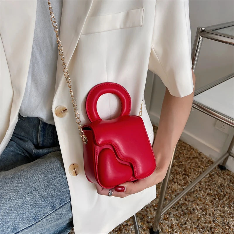 Heart Women Bag Chains Mini Shoulder Crossbody Bag Female Purse