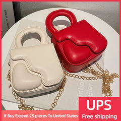 Heart Women Bag Chains Mini Shoulder Crossbody Bag Female Purse