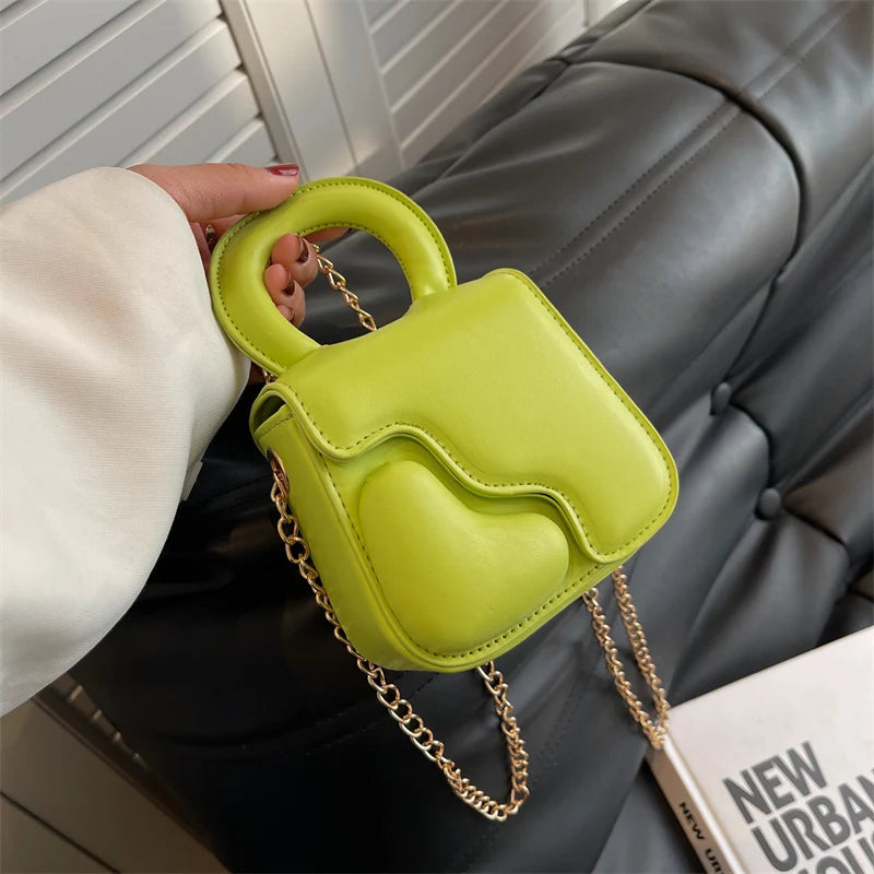 Heart Women Bag Chains Mini Shoulder Crossbody Bag Female Purse