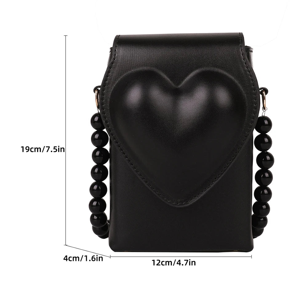 Heart Flap Shoulder Bag Ladies Leather Handbags Female Crossbody Tote