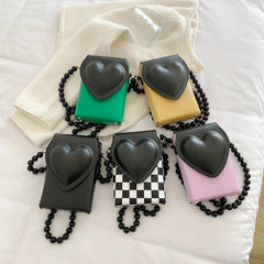 Heart Flap Shoulder Bag Ladies Leather Handbags Female Crossbody Tote