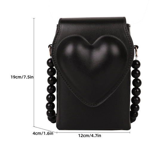 Heart Flap Shoulder Bag Ladies Leather Handbags Female Crossbody Tote