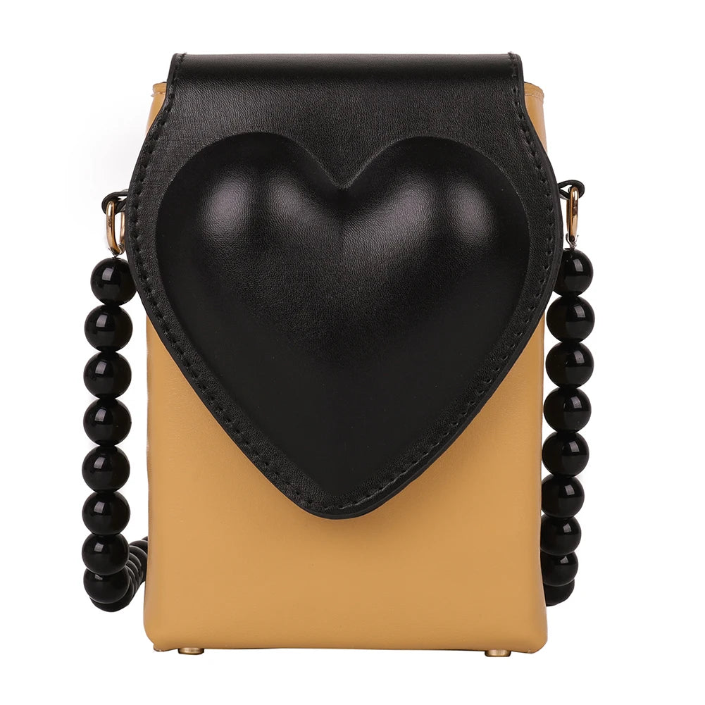 Heart Flap Shoulder Bag Ladies Leather Handbags Female Crossbody Tote